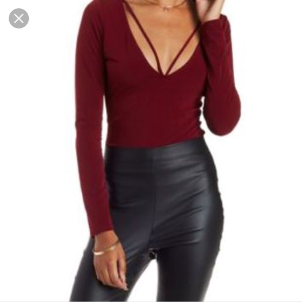 ❌[SOLD]❌ NWT burgundy v-neck bodysuit